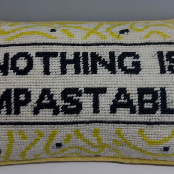 Furbish Studio Nothing Is Impastable Needlepoint Decorative Pillow NWT - Picture 3 of 4